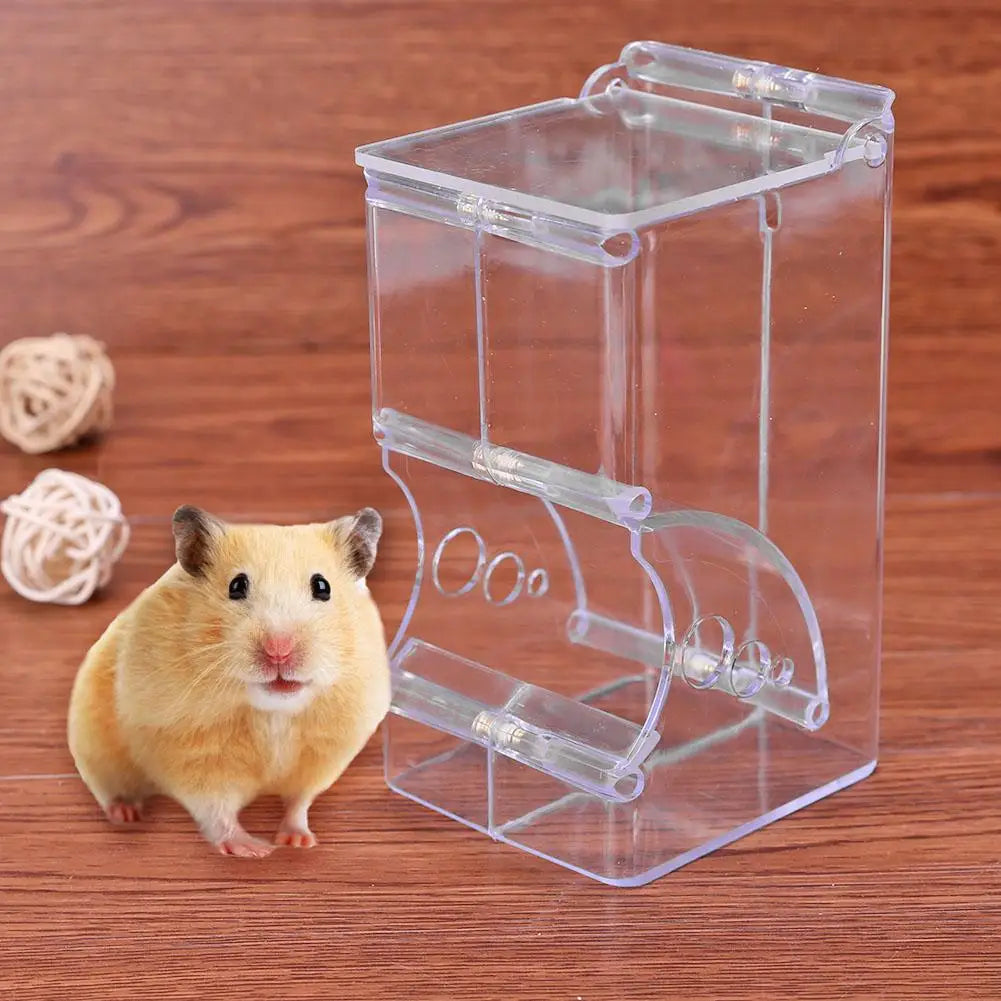 ハムスター・ウサギ用 自動給餌器 プラスチック製（透明） / 小動物用 フードディスペンサー 食器 エサ入れ（ハムスター・モルモット用）