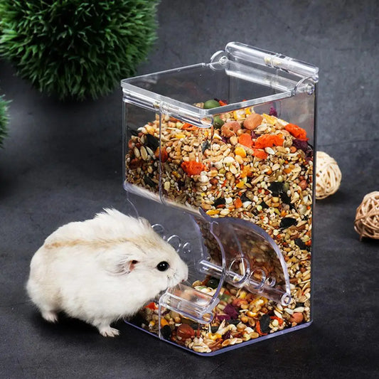 ハムスター・ウサギ用 自動給餌器 プラスチック製（透明） / 小動物用 フードディスペンサー 食器 エサ入れ（ハムスター・モルモット用）